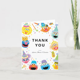 Tarjeta De Agradecimiento Cumpleaños con Confeti de Amigos de la Calle Sesam