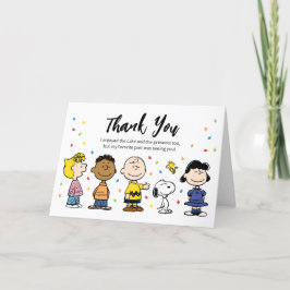 Tarjeta De Agradecimiento Cumpleaños con Confeti de Charlie Brown y la Pandi