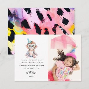 Tarjeta De Agradecimiento Cumpleaños con foto de animal safari lindo