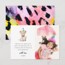 Tarjeta De Agradecimiento Cumpleaños con foto de animalito safari lindo