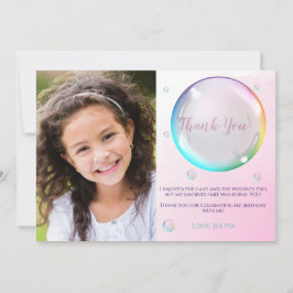 Tarjeta De Agradecimiento Cumpleaños con foto de burbuja de acuarela