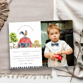 Tarjeta De Agradecimiento Cumpleaños con foto en acuarela de gallo del grane