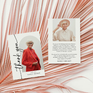 Tarjeta De Agradecimiento Cumpleaños con foto y letra caligráfica elegante