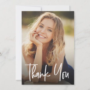 Tarjeta De Agradecimiento Cumpleaños con lettering a mano moderno y foto per