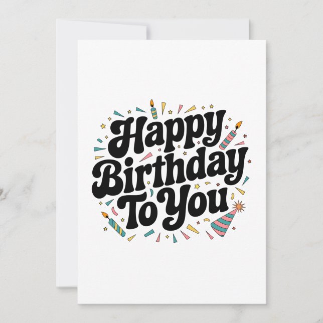 Tarjeta De Agradecimiento Cumpleaños Confeti Retro (Anverso)