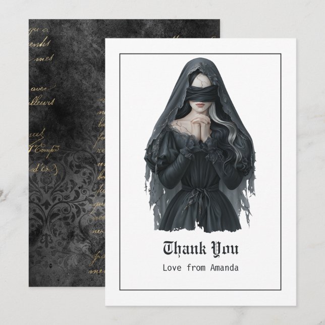 Tarjeta De Agradecimiento Cumpleaños Dark Gothic (Anverso / Reverso)