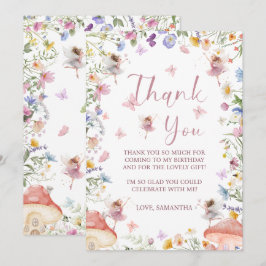 Tarjeta De Agradecimiento Cumpleaños de 2 años del Jardín de Hadas de Flores