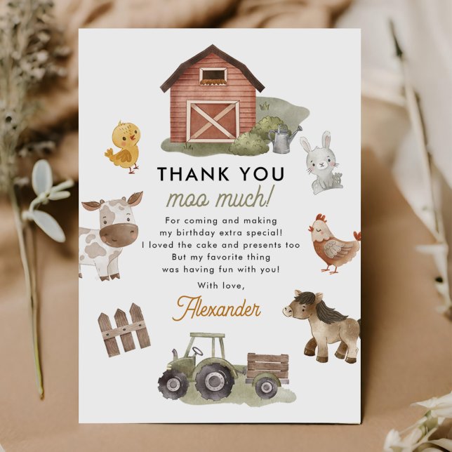 Tarjeta De Agradecimiento Cumpleaños de Animales de Granja (Subido por el creador)
