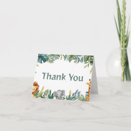 Tarjeta De Agradecimiento Cumpleaños de Animales de la Jungla Safari Salvaje