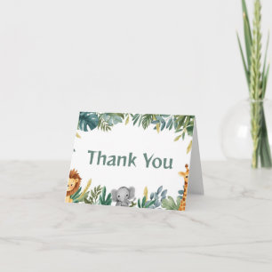 Tarjeta De Agradecimiento Cumpleaños de Animales de la Jungla Safari Salvaje