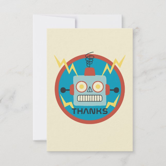 Tarjeta De Agradecimiento Cumpleaños de Antique Toy Robot (Anverso)