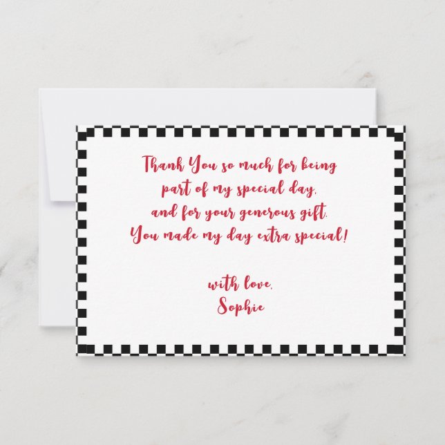 Tarjeta De Agradecimiento cumpleaños de autos de carreras (Anverso)