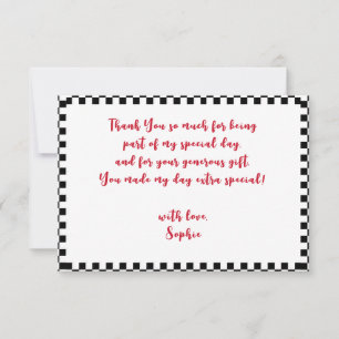 Tarjeta De Agradecimiento cumpleaños de autos de carreras