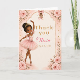 Tarjeta De Agradecimiento Cumpleaños de Bailarina Rosa 