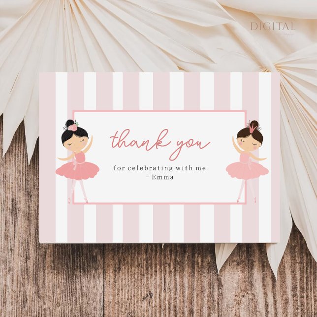 Tarjeta De Agradecimiento Cumpleaños de Ballerina Rosa (Subido por el creador)