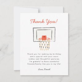 Tarjeta De Agradecimiento Cumpleaños de Baloncesto 