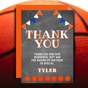 Tarjeta De Agradecimiento Cumpleaños de Baloncesto de Pizarra Adorable
