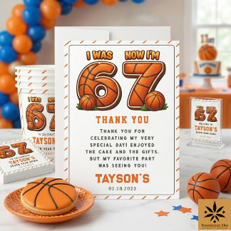 Tarjeta De Agradecimiento Cumpleaños de Baloncesto - Fui 6, Ahora Soy 7 - To