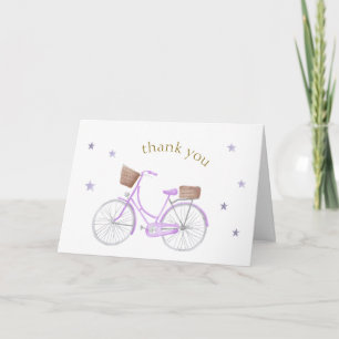 Tarjeta De Agradecimiento Cumpleaños de Bebe Estrella Bicicleta Morada Bonjo