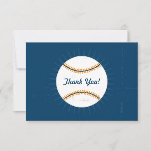 Tarjeta De Agradecimiento Cumpleaños de béisbol naranja naval