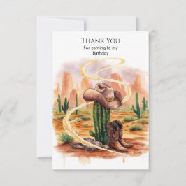 Tarjeta De Agradecimiento Cumpleaños de Boho Desert Cowboy