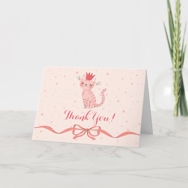 Tarjeta De Agradecimiento Cumpleaños de bonito Kitty (Anverso)