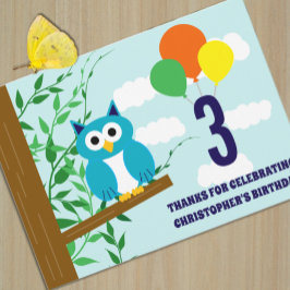 Tarjeta De Agradecimiento Cumpleaños de búho