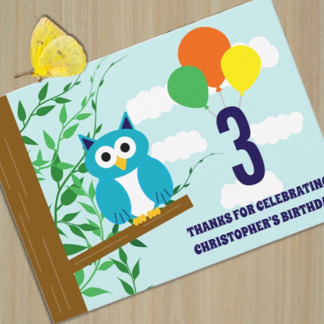 Tarjeta De Agradecimiento Cumpleaños de búho (Subido por el creador)