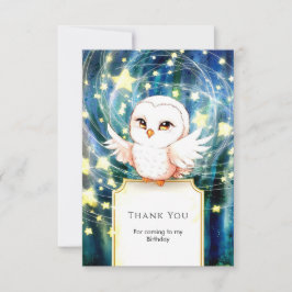 Tarjeta De Agradecimiento Cumpleaños de Búho Lindo Colorido