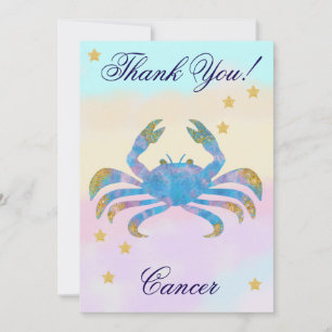 Tarjeta De Agradecimiento Cumpleaños de Cáncer pintado a mano, agradecimient