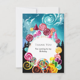 Tarjeta De Agradecimiento Cumpleaños de Candyland Caprichoso Brillante