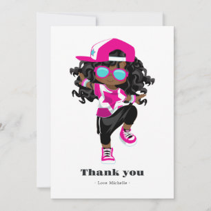 Tarjeta De Agradecimiento Cumpleaños de chica de Hip Hop