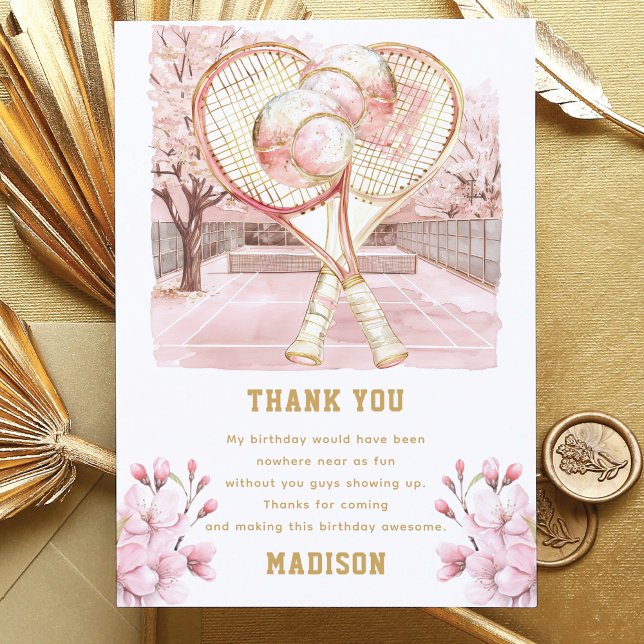Tarjeta De Agradecimiento Cumpleaños de Chica de Lujo de Tenis Personalizada (Subido por el creador)