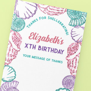 Tarjeta De Agradecimiento Cumpleaños de chicas conchas marinas