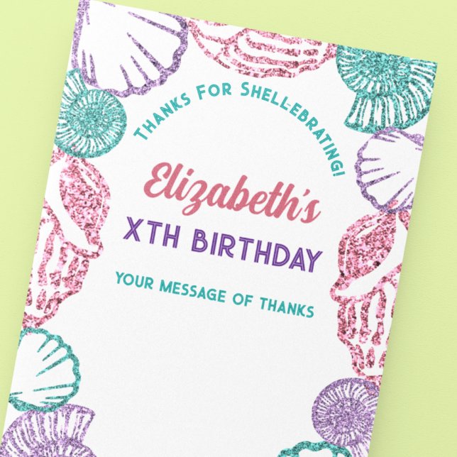 Tarjeta De Agradecimiento Cumpleaños de chicas conchas marinas (Subido por el creador)