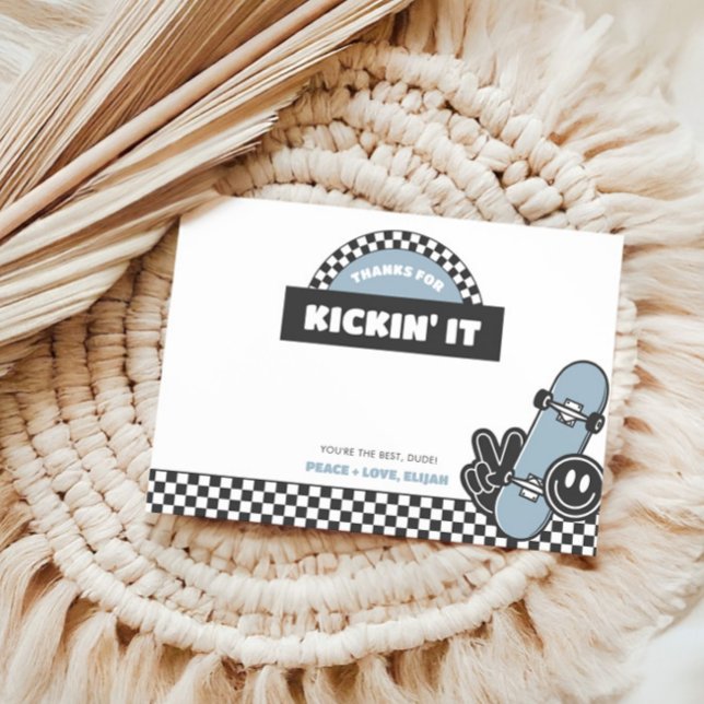 Tarjeta De Agradecimiento Cumpleaños de chicos a cuadros skateboard genial y (Subido por el creador)