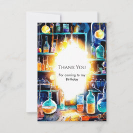 Tarjeta De Agradecimiento Cumpleaños de científico de química divertida boho