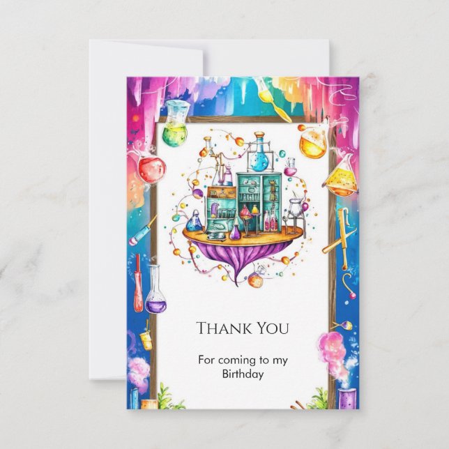 Tarjeta De Agradecimiento Cumpleaños de Científico del Laboratorio de Acuare (Anverso)