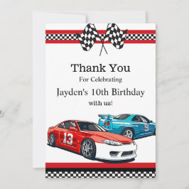 Tarjeta De Agradecimiento Cumpleaños de coche de carreras, 