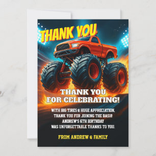 Tarjeta De Agradecimiento Cumpleaños de coches de camiones monstruo personal