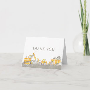 Tarjeta De Agradecimiento Cumpleaños de Construcción Camiones Volquete de Cu