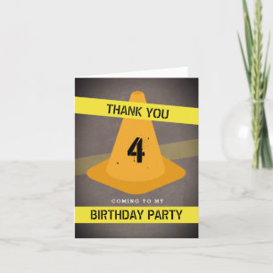 Tarjeta De Agradecimiento Cumpleaños de Construcción con Cono Naranja Agrade