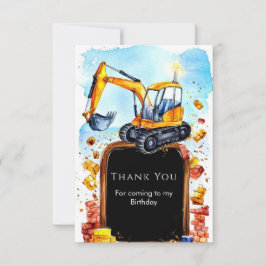 Tarjeta De Agradecimiento Cumpleaños de Construcción en Acuarela Adorable