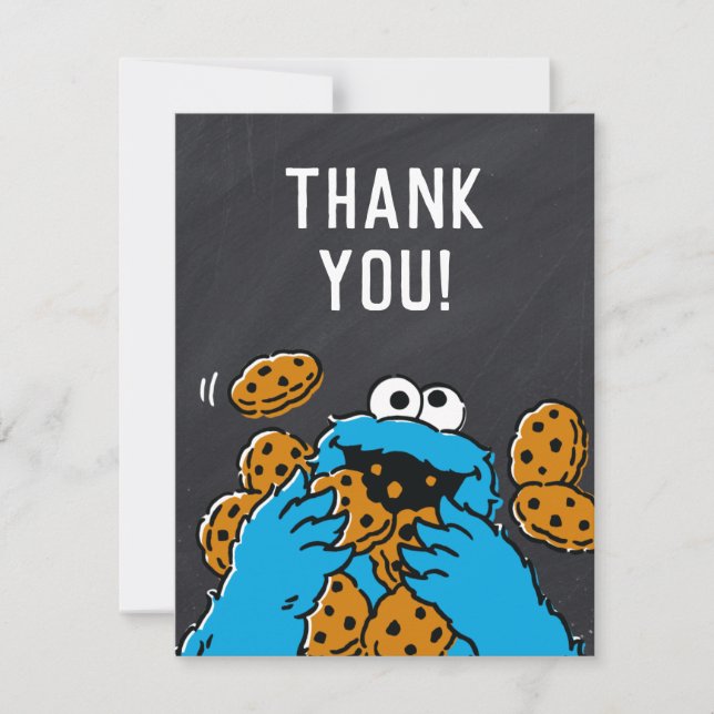 Tarjeta De Agradecimiento Cumpleaños de Cookie Monster Pizarra de Agradecimi (Anverso)