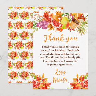 Tarjeta De Agradecimiento Cumpleaños de cosecha de otoño