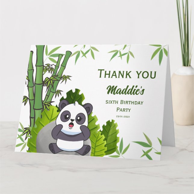 Tarjeta De Agradecimiento Cumpleaños de Cute Panda Kiddie (Anverso)