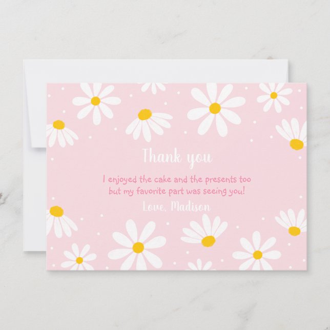 Tarjeta De Agradecimiento Cumpleaños de Daisy Rosa (Anverso)