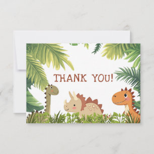 Tarjeta De Agradecimiento Cumpleaños De Dinosaurio Adorable Con Agradecimien