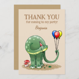 Tarjeta De Agradecimiento Cumpleaños de dinosaurio con globos