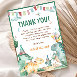 Tarjeta De Agradecimiento Cumpleaños de dinosaurio lindo